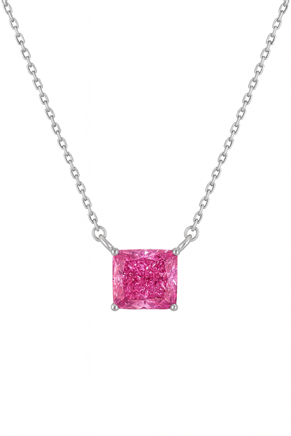 925 Silver Pink Princess-Cut Solitaire Pendant – Modern, Minimal & Ultra-Elegant Daily Luxury