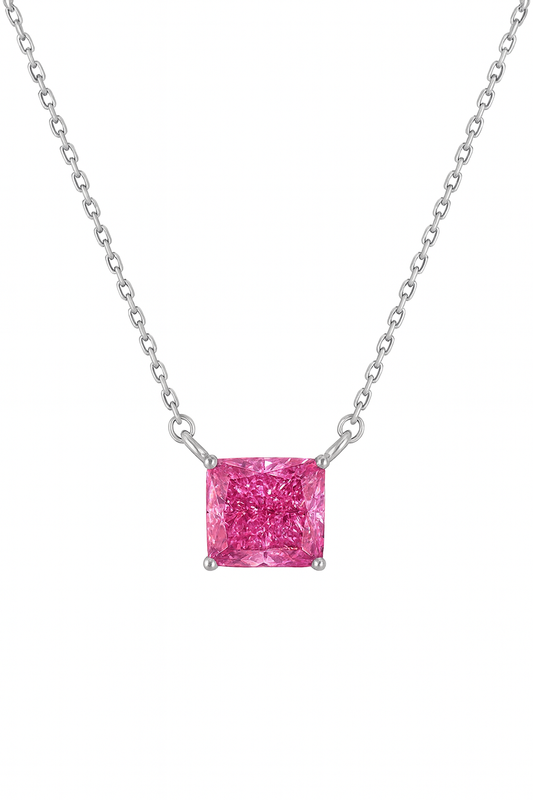 925 Silver Pink Princess-Cut Solitaire Pendant – Modern, Minimal & Ultra-Elegant Daily Luxury