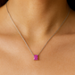 925 Silver Pink Princess-Cut Solitaire Pendant – Modern, Minimal & Ultra-Elegant Daily Luxury