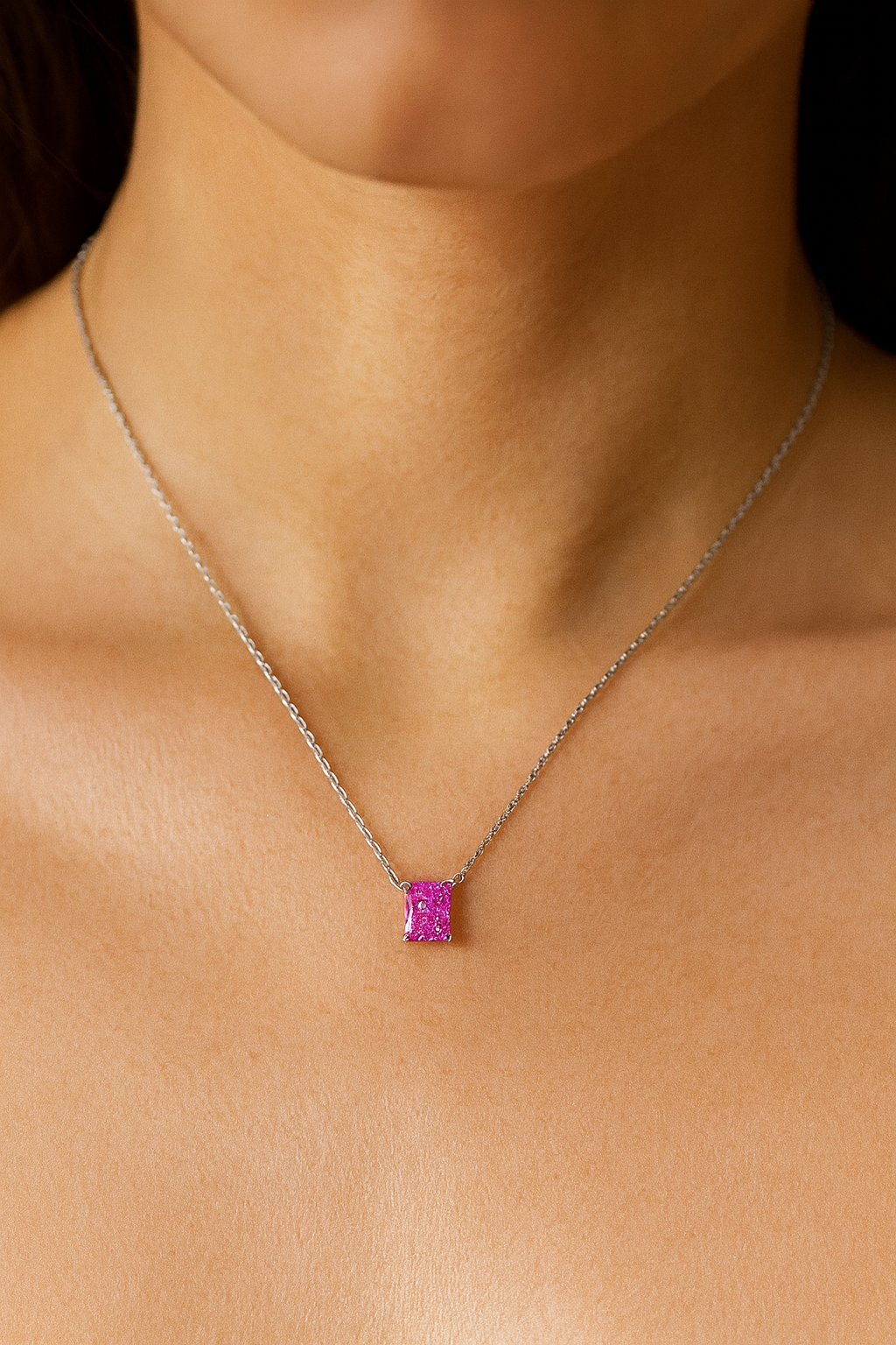 925 Silver Pink Princess-Cut Solitaire Pendant – Modern, Minimal & Ultra-Elegant Daily Luxury