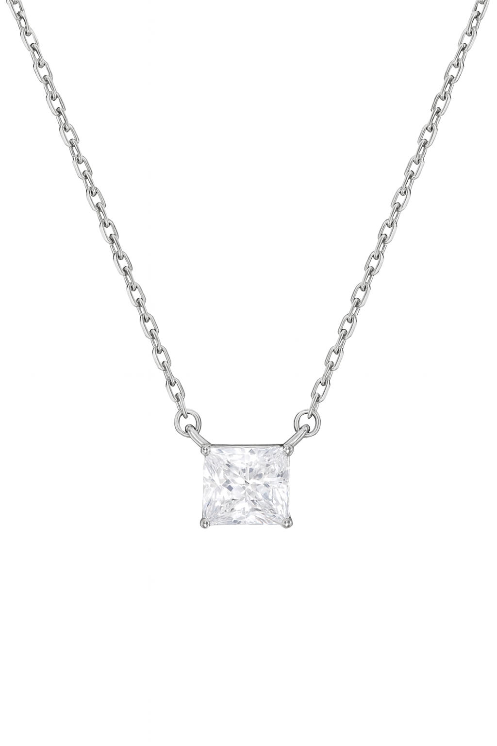 925 Silver Pink Princess-Cut Solitaire Pendant – Modern, Minimal & Ultra-Elegant Daily Luxury