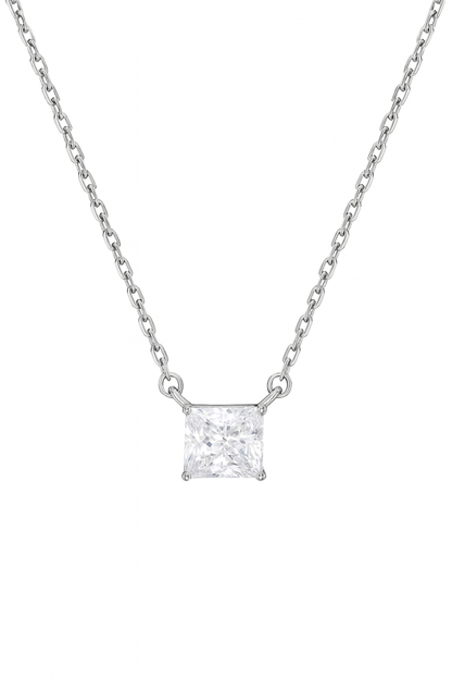 925 Silver Pink Princess-Cut Solitaire Pendant – Modern, Minimal & Ultra-Elegant Daily Luxury