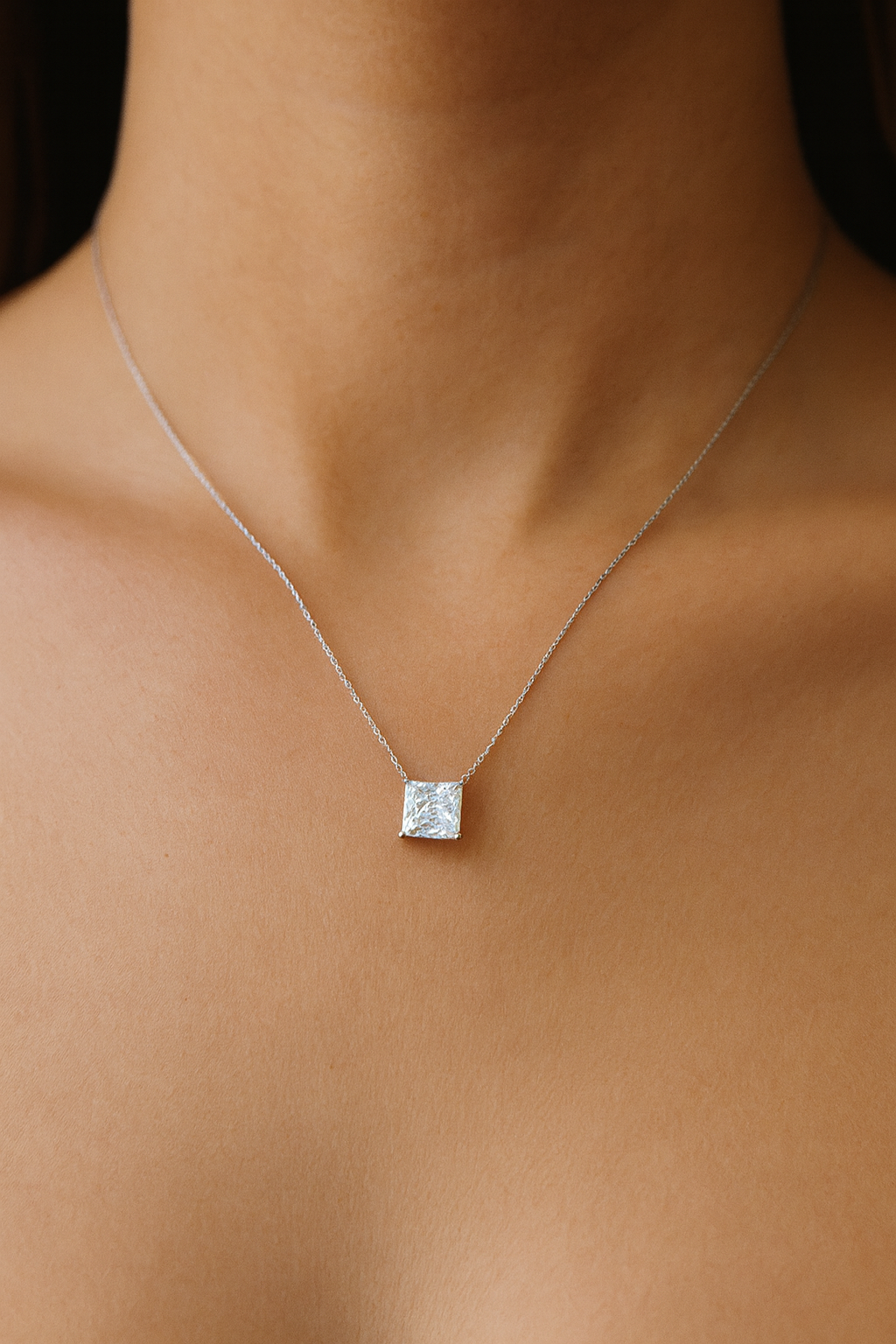 925 Silver Pink Princess-Cut Solitaire Pendant – Modern, Minimal & Ultra-Elegant Daily Luxury