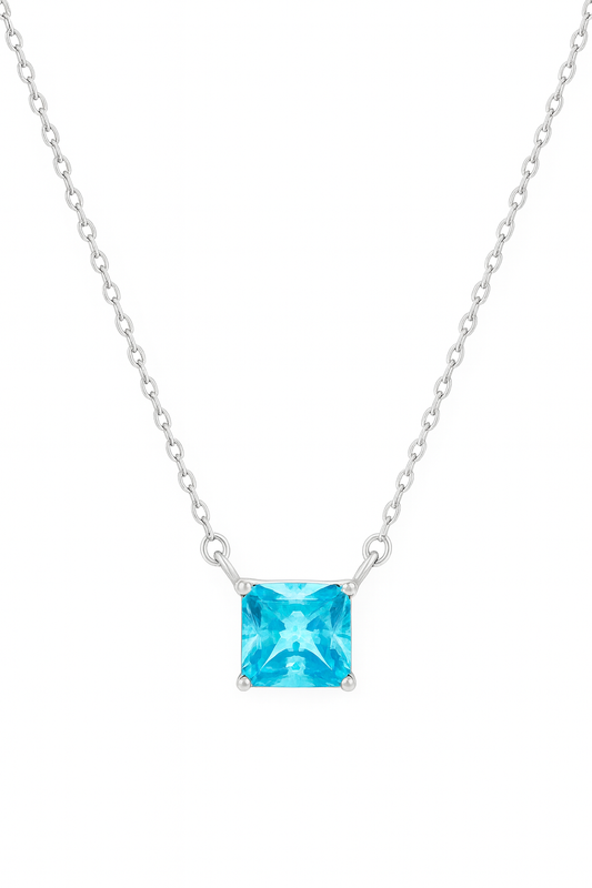 Pink Princess-Cut Solitaire Pendant