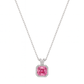 925 Silver Pink Cushion-Cut Halo Pendant – Luxury Sparkle with Timeless Modern Elegance