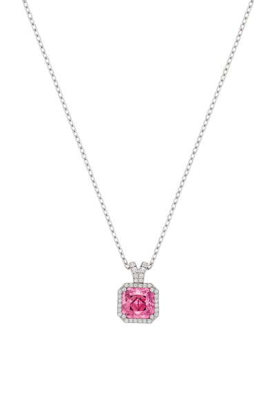 925 Silver Pink Cushion-Cut Halo Pendant – Luxury Sparkle with Timeless Modern Elegance