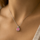 925 Silver Pink Cushion-Cut Halo Pendant – Luxury Sparkle with Timeless Modern Elegance
