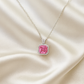 925 Silver Pink Cushion-Cut Halo Pendant – Luxury Sparkle with Timeless Modern Elegance