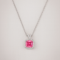 925 Silver Pink Cushion-Cut Halo Pendant – Luxury Sparkle with Timeless Modern Elegance