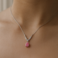 925 Silver Pink Teardrop Solitaire Pendant – Elegant V-Curve CZ Detailing for Timeless Feminine Sparkle