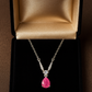925 Silver Pink Teardrop Solitaire Pendant – Elegant V-Curve CZ Detailing for Timeless Feminine Sparkle