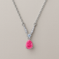 925 Silver Pink Teardrop Solitaire Pendant – Elegant V-Curve CZ Detailing for Timeless Feminine Sparkle