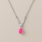 925 Silver Pink Teardrop Solitaire Pendant – Elegant V-Curve CZ Detailing for Timeless Feminine Sparkle