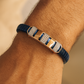 Premium Men’s Black & Rose-Gold Stretch Bracelet – Modern Luxury with Diamond-Cut Detailing