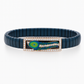 Krishna Peacock Feather Gents Bracelet Blue & Rose Gold with Diamond Look Frame