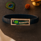 Krishna Peacock Feather Gents Bracelet Blue & Rose Gold with Diamond Look Frame