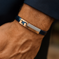 Modern Arrow Gents Bracelet Blue & Rose Gold with Diamond Look Strip