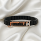 Krishna Bansuri Gents Bracelet Black & Rose Gold with Diamond Look Detail