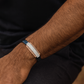 Classic Bar Gents Bracelet Blue & Rose Gold with Full Diamond Look Panel