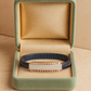 Classic Bar Gents Bracelet Blue & Rose Gold with Full Diamond Look Panel