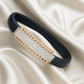 Classic Bar Gents Bracelet Blue & Rose Gold with Full Diamond Look Panel