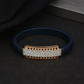 Classic Bar Gents Bracelet Blue & Rose Gold with Full Diamond Look Panel