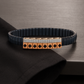 Cross Pattern Gents Bracelet Blue & Rose Gold with Diamond Look Blocks