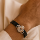 Divine Ganesha Gents Bracelet Black & Rose Gold with Diamond Look Motif