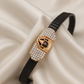 Balaji Temple Gents Bracelet Black & Rose Gold with Diamond Look Panel