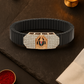 Balaji Temple Gents Bracelet Black & Rose Gold with Diamond Look Panel