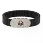 Balaji Temple Gents Bracelet Black & Rose Gold with Diamond Look Panel