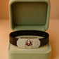 Balaji Temple Gents Bracelet Black & Rose Gold with Diamond Look Panel