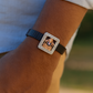 Square Balaji Gents Bracelet Black & Rose Gold with Diamond Look Frame