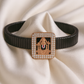 Square Balaji Gents Bracelet Black & Rose Gold with Diamond Look Frame
