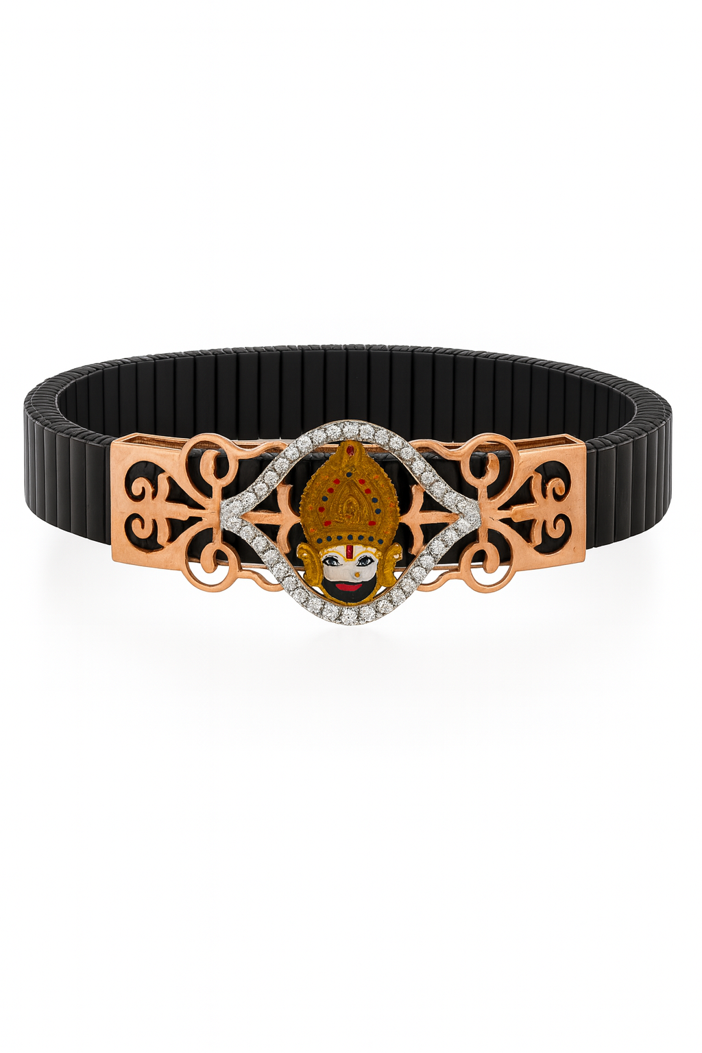 Luxury Ramapir Gents Bracelet Black & Rose Gold with Diamond Look Frame
