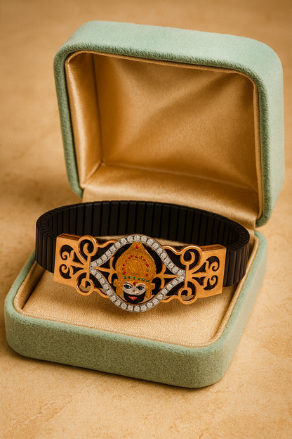 Luxury Ramapir Gents Bracelet Black & Rose Gold with Diamond Look Frame