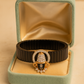 Elegant Balaji Gents Bracelet Black & Rose Gold with Diamond Look Drop