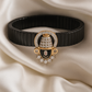 Elegant Balaji Gents Bracelet Black & Rose Gold with Diamond Look Drop