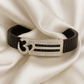 Om Symbol Gents Bracelet Black & Silver with Diamond Look Strip