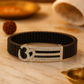 Om Symbol Gents Bracelet Black & Silver with Diamond Look Strip