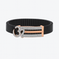 Om Symbol Gents Bracelet Black & Silver with Diamond Look Strip