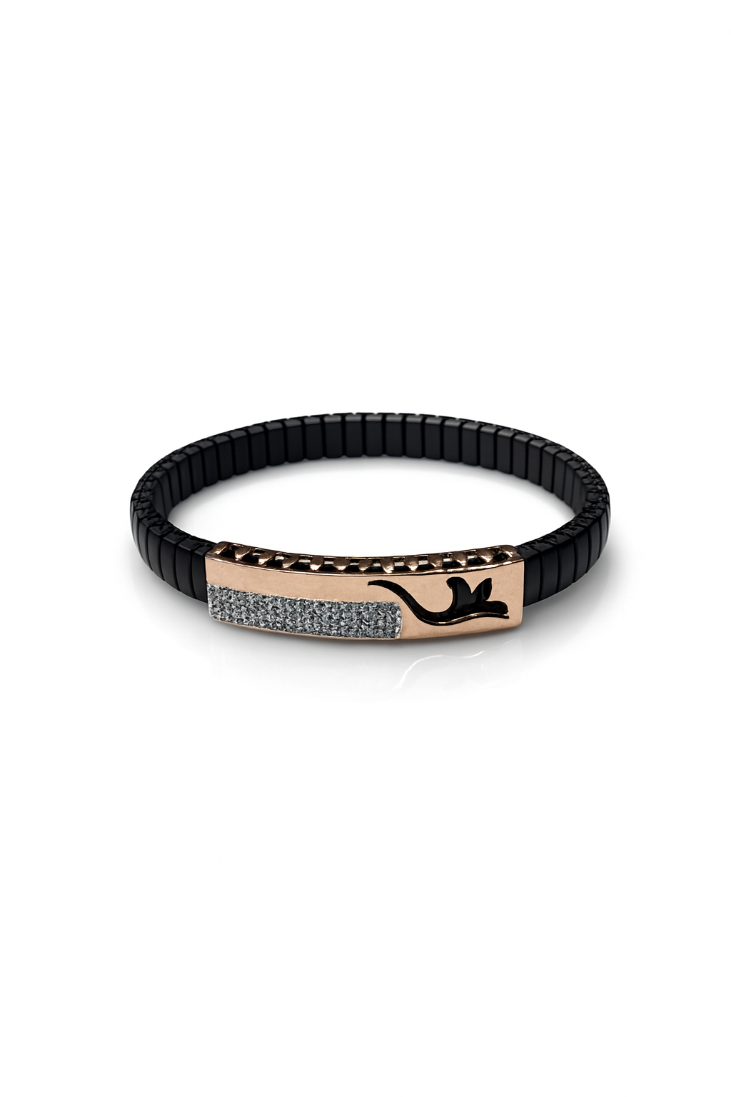 Modern Arrow Gents Bracelet Blue & Rose Gold with Diamond Look Strip