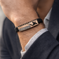 Modern Arrow Gents Bracelet Blue & Rose Gold with Diamond Look Strip