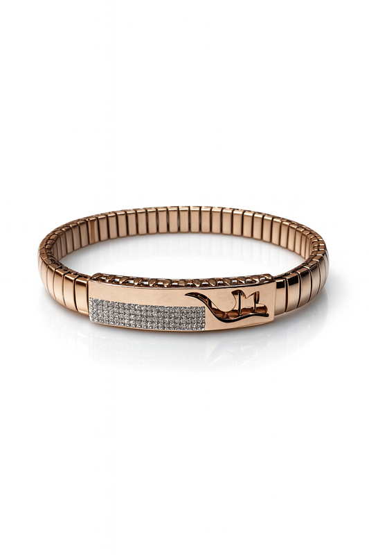 Modern Arrow Gents Bracelet Blue & Rose Gold with Diamond Look Strip