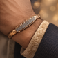 Classic Bar Gents Bracelet Blue & Rose Gold with Full Diamond Look Panel