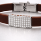 Luxury Minimal Brown Silicone Bracelet with Diamond Embedded Design