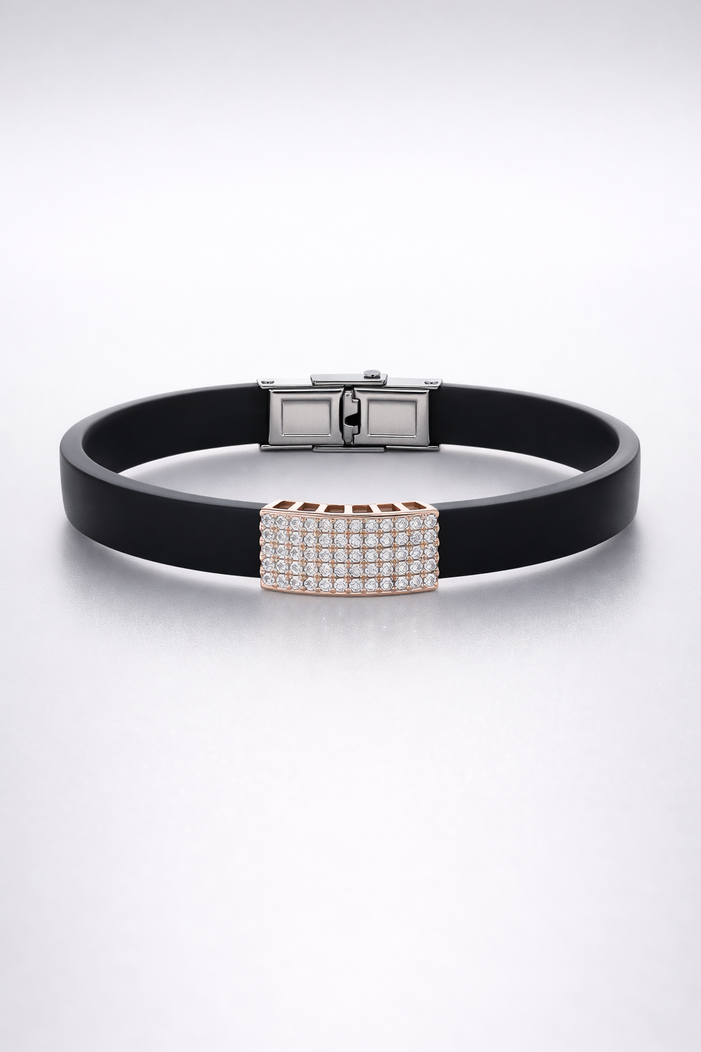 Luxury Minimal Brown Silicone Bracelet with Diamond Embedded Design