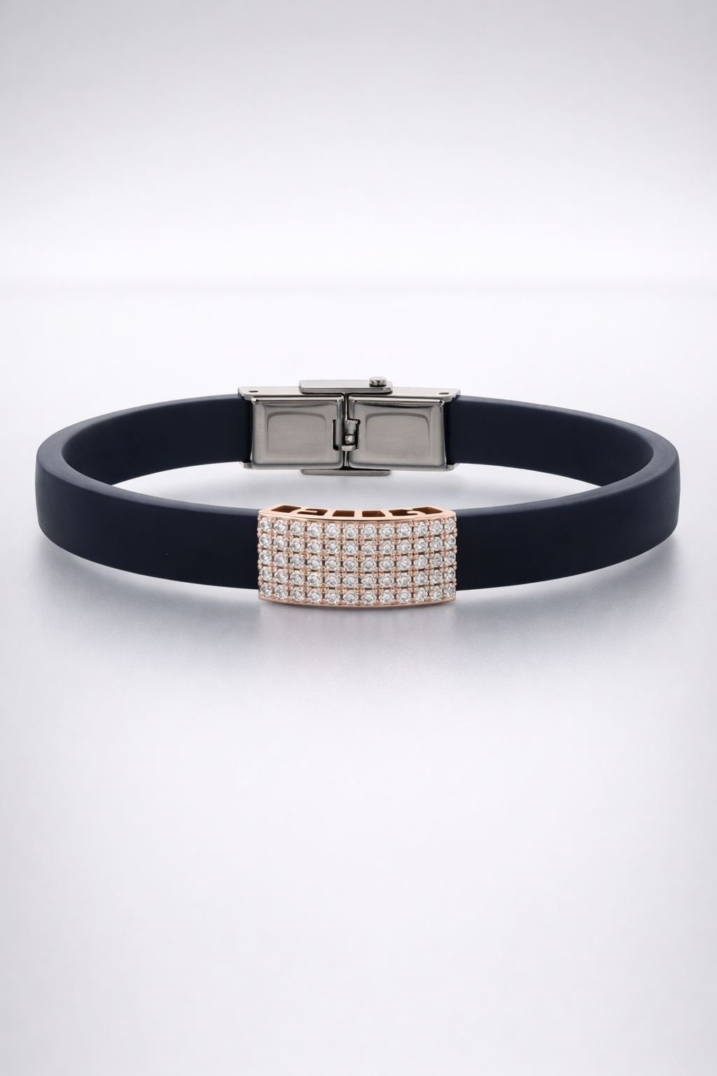 Luxury Minimal Brown Silicone Bracelet with Diamond Embedded Design