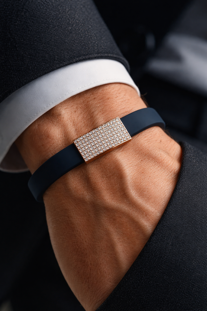 Luxury Minimal Brown Silicone Bracelet with Diamond Embedded Design