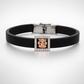 Luxury Spiritual Black Silicone Bracelet with Rose Gold Ganesha & Pave Diamonds
